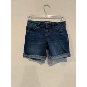Cat & Jack Girl's Size Medium‎ 7/8 Super Stretch Denim Shorts Dark Blue Wash
